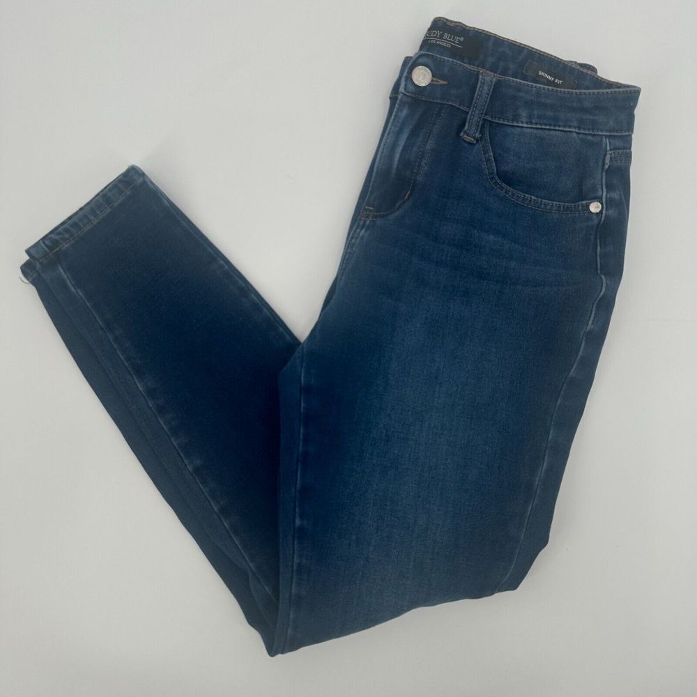 Judy Blue‎ Jeans Women's 5/27 Blue Denim Mid Rise Comfort Flat Front Skinny Leg